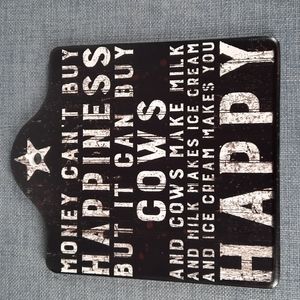 Ceramic Trivet Kitchen Farm To Fork Cows Ice Cream Happy Happiness Farm Country